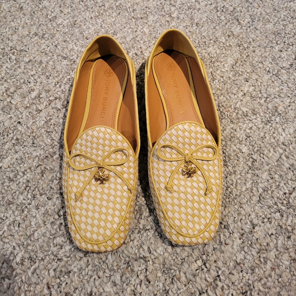 Tory Burch Yellow Woven Women's Loafers